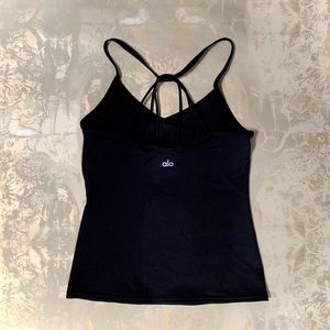 Simple Black ALO Crisscross Tank with Bra Support!